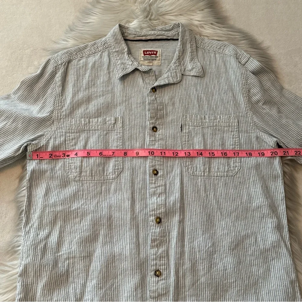 Vintage 90s Levi's Cotton Linen Striped Long Sleeve Button Down Shirt | …